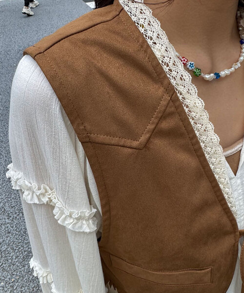 CIAOPANIC（チャオパニック）の「ウエスタンレーススウェードベスト（ベスト・レディース・ベージュ/ボルドー/ブラウン・ONE SIZE）」の19枚目の写真
