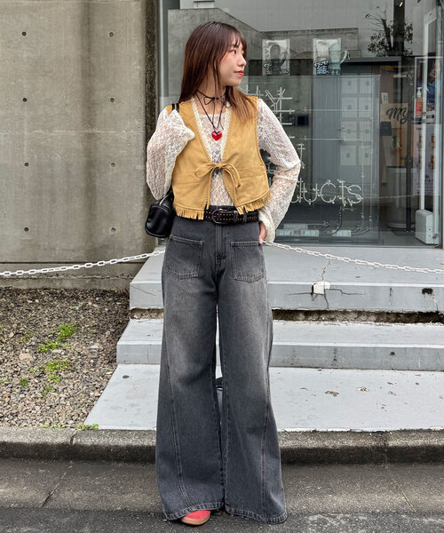 CIAOPANIC（チャオパニック）の「ウエスタンレーススウェードベスト（ベスト・レディース・ベージュ/ボルドー/ブラウン・ONE SIZE）」の14枚目の写真