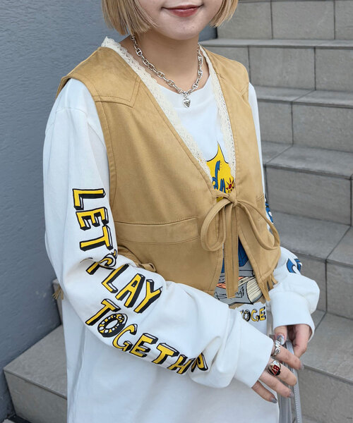 CIAOPANIC（チャオパニック）の「ウエスタンレーススウェードベスト（ベスト・レディース・ベージュ/ボルドー/ブラウン・ONE SIZE）」の16枚目の写真