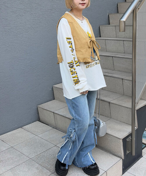 CIAOPANIC（チャオパニック）の「ウエスタンレーススウェードベスト（ベスト・レディース・ベージュ/ボルドー/ブラウン・ONE SIZE）」の8枚目の写真