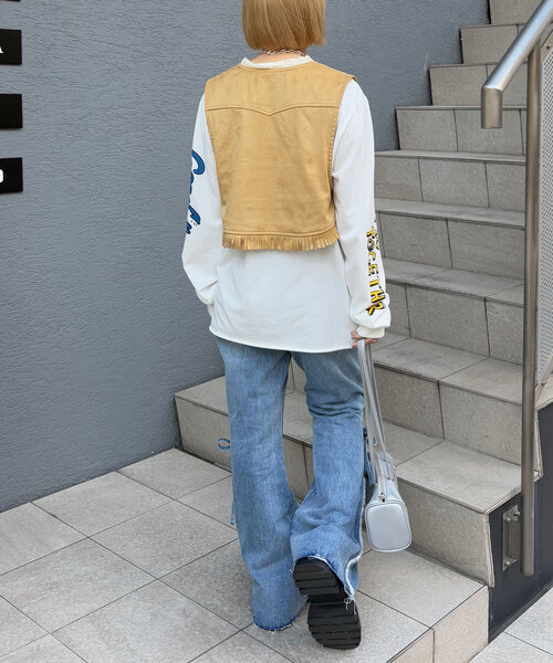 CIAOPANIC（チャオパニック）の「ウエスタンレーススウェードベスト（ベスト・レディース・ベージュ/ボルドー/ブラウン・ONE SIZE）」の9枚目の写真