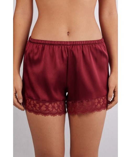 intimissimi ブラック ルームウェアセット レース シルク＆レース ショートパンツ（ルームウェア/パジャマ