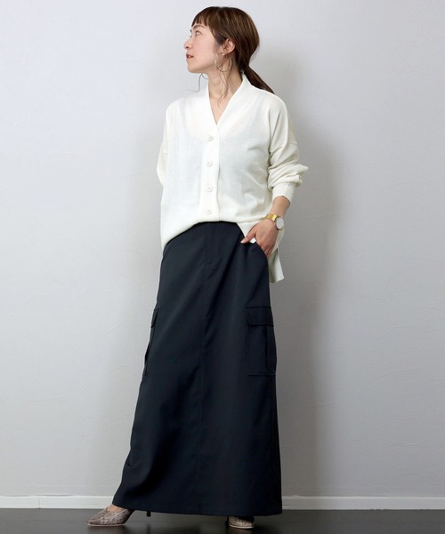 Aletta vita（アレッタビータ）の「UV加工リネンライクVネックカーディガン（カーディガン/ボレロ・レディース・オフホワイト/ブラック/ライトグレー/ライム・FREE）」の9枚目の写真