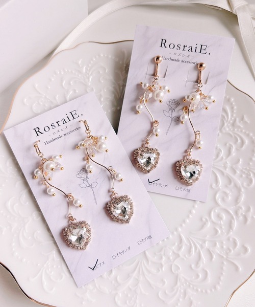 tone(トーン)の「【RosraiE】クリスタルハート ウェーブパール ピアス(MA)(ピアス(両耳用)・レディース・ゴールド・FREE)」の7枚目の写真