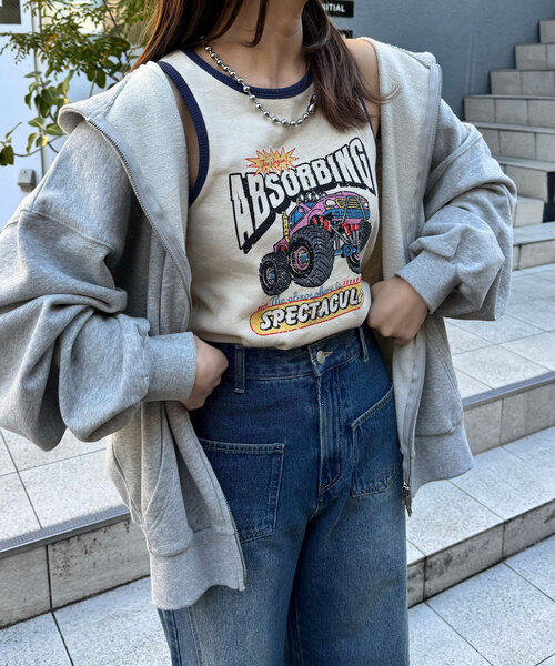 CIAOPANIC（チャオパニック）の「配色パイピングリブロゴタンクトップ（キャミソール・レディース・ライトグレー/アイボリー/チャコールグレー・ONE SIZE）」の13枚目の写真