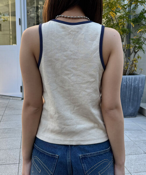 CIAOPANIC（チャオパニック）の「配色パイピングリブロゴタンクトップ（キャミソール・レディース・ライトグレー/アイボリー/チャコールグレー・ONE SIZE）」の20枚目の写真