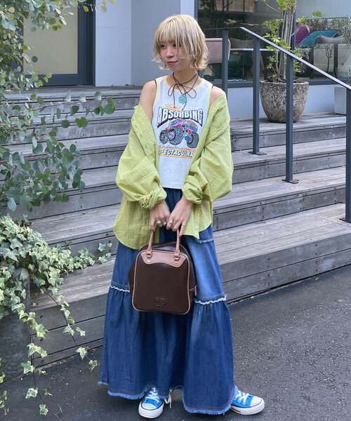 CIAOPANIC（チャオパニック）の「配色パイピングリブロゴタンクトップ（キャミソール・レディース・ライトグレー/アイボリー/チャコールグレー・ONE SIZE）」の5枚目の写真