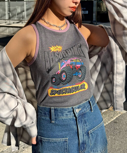 CIAOPANIC（チャオパニック）の「配色パイピングリブロゴタンクトップ（キャミソール・レディース・ライトグレー/アイボリー/チャコールグレー・ONE SIZE）」の11枚目の写真