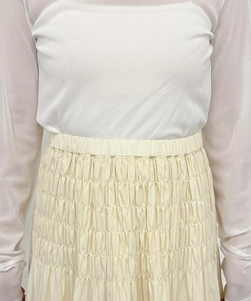 archives（アルシーヴ）の「コットンライクシャーリングティアードスカート（スカート・レディース・オフホワイト/アイボリー/ブラック・MEDIUM）」の19枚目の写真