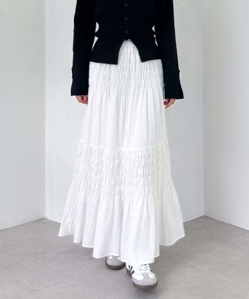 archives（アルシーヴ）の「コットンライクシャーリングティアードスカート（スカート・レディース・オフホワイト/アイボリー/ブラック・MEDIUM）」の15枚目の写真