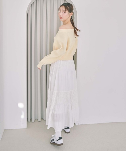 archives（アルシーヴ）の「コットンライクシャーリングティアードスカート（スカート・レディース・オフホワイト/アイボリー/ブラック・MEDIUM）」の13枚目の写真