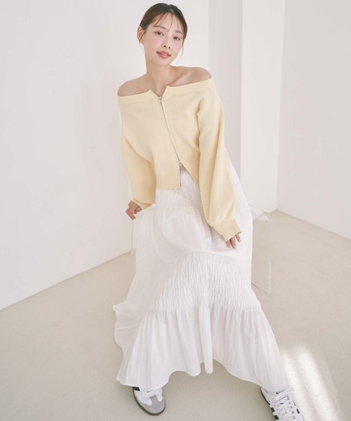 archives（アルシーヴ）の「コットンライクシャーリングティアードスカート（スカート・レディース・オフホワイト/アイボリー/ブラック・MEDIUM）」の14枚目の写真