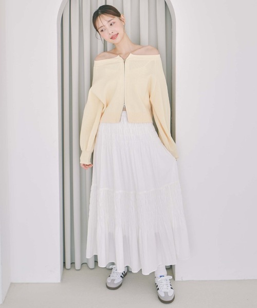 archives（アルシーヴ）の「コットンライクシャーリングティアードスカート（スカート・レディース・オフホワイト/アイボリー/ブラック・MEDIUM）」の12枚目の写真