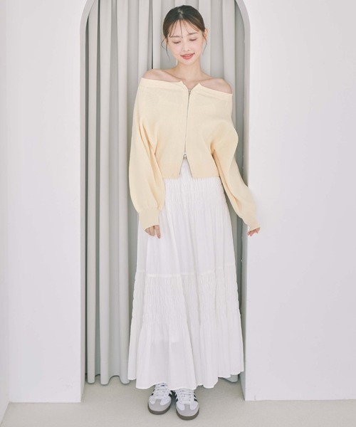 archives（アルシーヴ）の「コットンライクシャーリングティアードスカート（スカート・レディース・オフホワイト/アイボリー/ブラック・MEDIUM）」の10枚目の写真