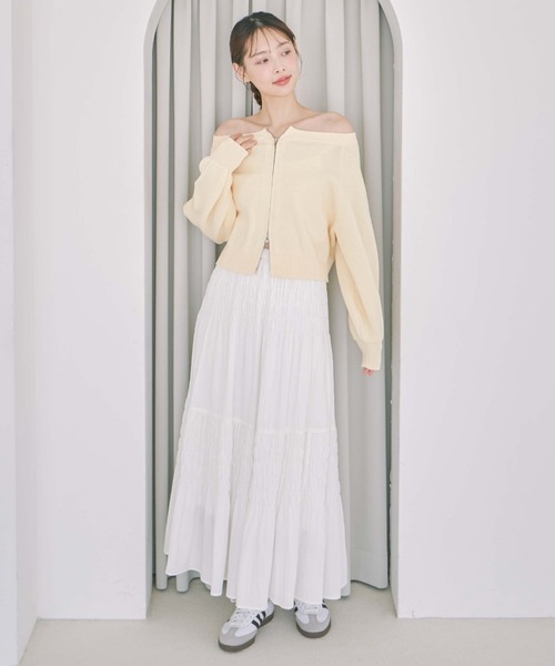 archives（アルシーヴ）の「コットンライクシャーリングティアードスカート（スカート・レディース・オフホワイト/アイボリー/ブラック・MEDIUM）」の11枚目の写真