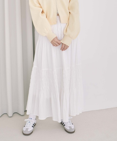 archives（アルシーヴ）の「コットンライクシャーリングティアードスカート（スカート・レディース・オフホワイト/アイボリー/ブラック・MEDIUM）」の8枚目の写真