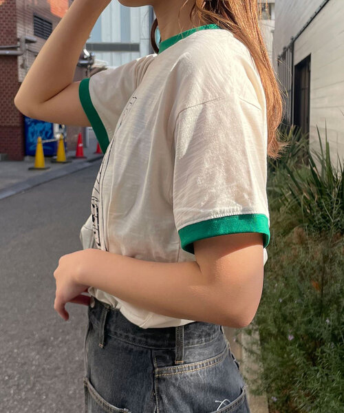 CIAOPANIC（チャオパニック）の「プリントリンガーロゴTシャツ（Tシャツ/カットソー・レディース・ブルー/イエロー/グリーン/ネイビー/レッド・ONE SIZE）」の10枚目の写真