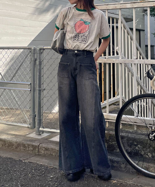 CIAOPANIC（チャオパニック）の「プリントリンガーロゴTシャツ（Tシャツ/カットソー・レディース・ブルー/イエロー/グリーン/ネイビー/レッド・ONE SIZE）」の12枚目の写真