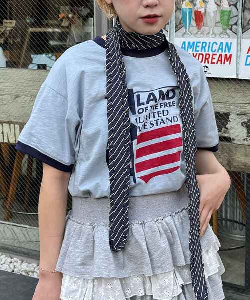 CIAOPANIC（チャオパニック）の「プリントリンガーロゴTシャツ（Tシャツ/カットソー・レディース・ブルー/イエロー/グリーン/ネイビー/レッド・ONE SIZE）」の16枚目の写真