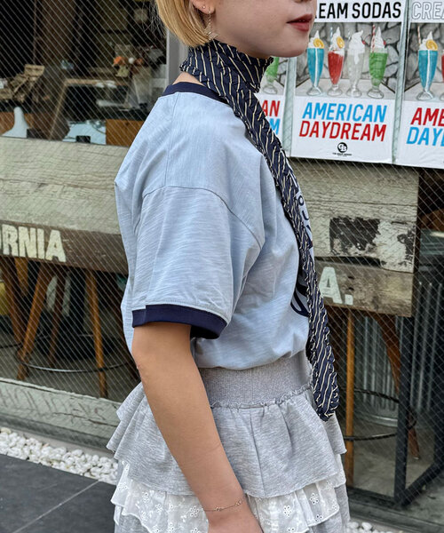 CIAOPANIC（チャオパニック）の「プリントリンガーロゴTシャツ（Tシャツ/カットソー・レディース・ブルー/イエロー/グリーン/ネイビー/レッド・ONE SIZE）」の18枚目の写真