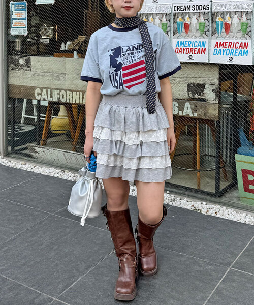 CIAOPANIC（チャオパニック）の「プリントリンガーロゴTシャツ（Tシャツ/カットソー・レディース・ブルー/イエロー/グリーン/ネイビー/レッド・ONE SIZE）」の19枚目の写真