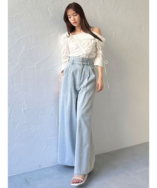 dazzlin（ダズリン）の「アシメギャザーブラウス（シャツ/ブラウス・レディース・オフホワイト/ブルー/イエロー・FREE）」の8枚目の写真