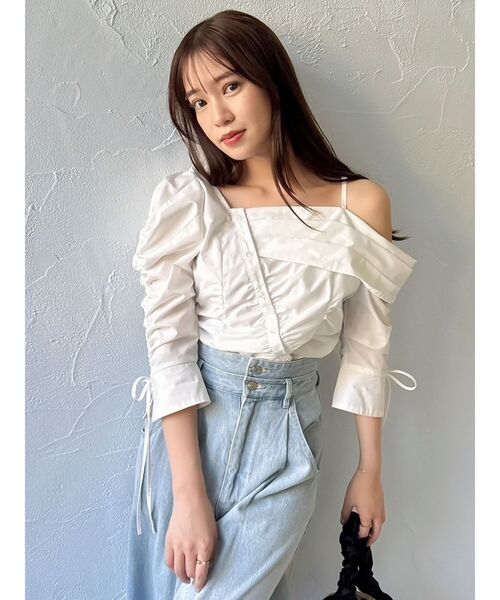 dazzlin（ダズリン）の「アシメギャザーブラウス（シャツ/ブラウス・レディース・オフホワイト/ブルー/イエロー・FREE）」の9枚目の写真