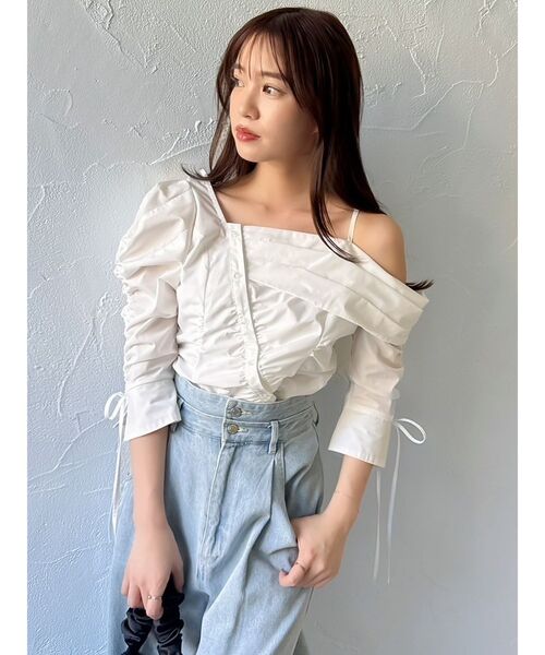 dazzlin（ダズリン）の「アシメギャザーブラウス（シャツ/ブラウス・レディース・オフホワイト/ブルー/イエロー・FREE）」の10枚目の写真