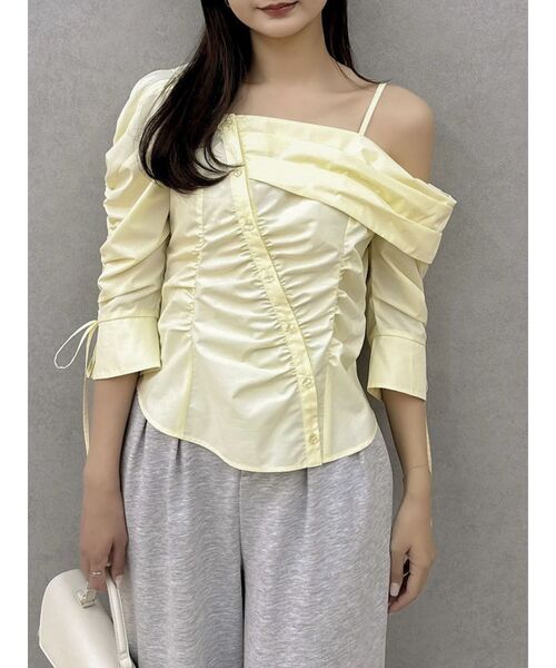 dazzlin（ダズリン）の「アシメギャザーブラウス（シャツ/ブラウス・レディース・オフホワイト/ブルー/イエロー・FREE）」の13枚目の写真