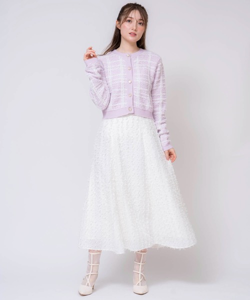 NOELA（ノエラ）の「ツイードニットカーデ（カーディガン/ボレロ・レディース・ラベンダー/オフホワイト/サックスブルー・フリー）」の7枚目の写真