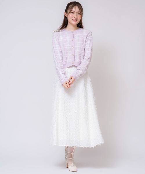 NOELA（ノエラ）の「ツイードニットカーデ（カーディガン/ボレロ・レディース・ラベンダー/オフホワイト/サックスブルー・フリー）」の8枚目の写真