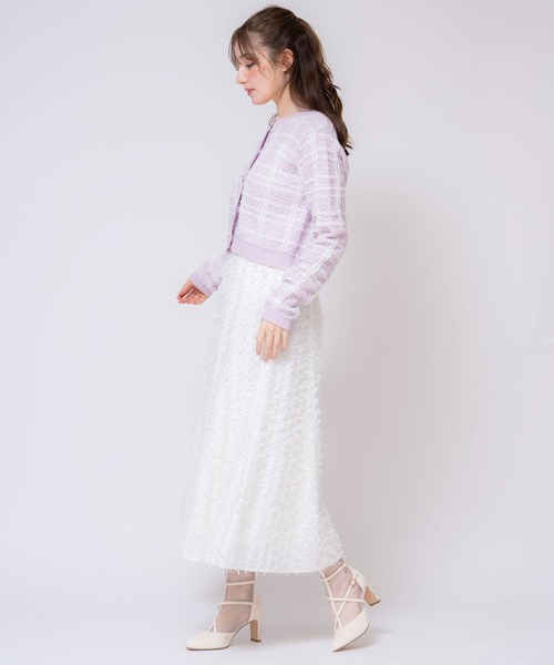 NOELA（ノエラ）の「ツイードニットカーデ（カーディガン/ボレロ・レディース・ラベンダー/オフホワイト/サックスブルー・フリー）」の9枚目の写真