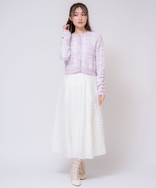 NOELA（ノエラ）の「ツイードニットカーデ（カーディガン/ボレロ・レディース・ラベンダー/オフホワイト/サックスブルー・フリー）」の10枚目の写真