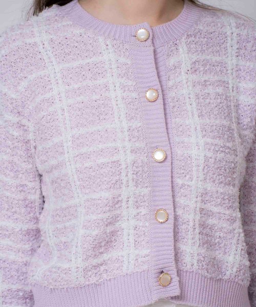 NOELA（ノエラ）の「ツイードニットカーデ（カーディガン/ボレロ・レディース・ラベンダー/オフホワイト/サックスブルー・フリー）」の11枚目の写真