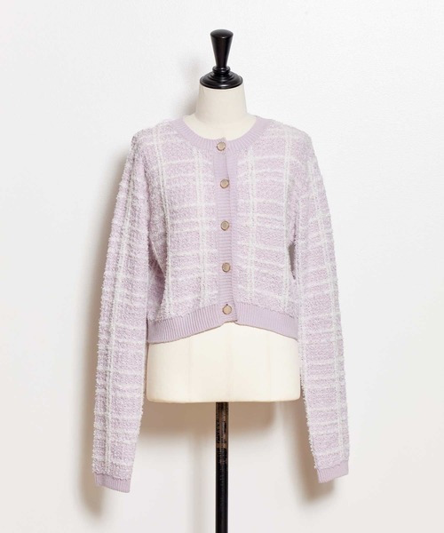 NOELA（ノエラ）の「ツイードニットカーデ（カーディガン/ボレロ・レディース・ラベンダー/オフホワイト/サックスブルー・フリー）」の12枚目の写真