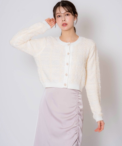 NOELA（ノエラ）の「ツイードニットカーデ（カーディガン/ボレロ・レディース・ラベンダー/オフホワイト/サックスブルー・フリー）」の16枚目の写真