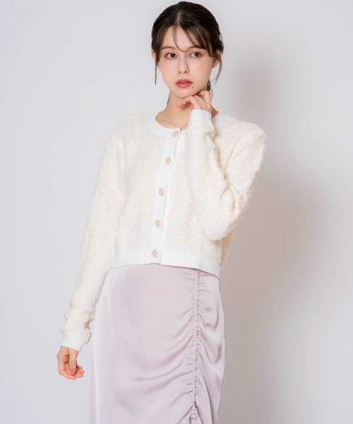 NOELA（ノエラ）の「ツイードニットカーデ（カーディガン/ボレロ・レディース・ラベンダー/オフホワイト/サックスブルー・フリー）」の18枚目の写真