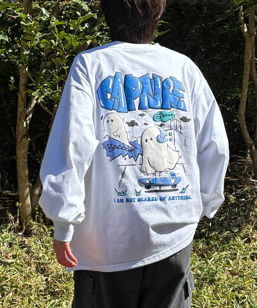 ILL'S(イルズ)の「ポップイラスト 発泡バックプリント クルーネックビッグシルエットロンT カットソー メンズ レディース(Tシャツ/カットソー・メンズ・ホワイト系その他3/ブラック系その他4/ブラック系その他2/ホワイト系その他2/ホワイト系その他4/ブラック系その他3・M/L)」の4枚目の写真