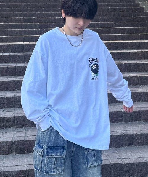 ILL'S(イルズ)の「ポップイラスト 発泡バックプリント クルーネックビッグシルエットロンT カットソー メンズ レディース(Tシャツ/カットソー・メンズ・ホワイト系その他3/ブラック系その他4/ブラック系その他2/ホワイト系その他2/ホワイト系その他4/ブラック系その他3・M/L)」の11枚目の写真