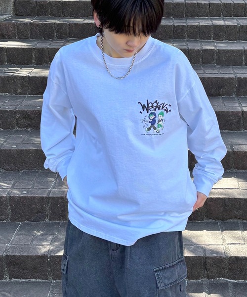 ILL'S(イルズ)の「ポップイラスト 発泡バックプリント クルーネックビッグシルエットロンT カットソー メンズ レディース(Tシャツ/カットソー・メンズ・ホワイト系その他3/ブラック系その他4/ブラック系その他2/ホワイト系その他2/ホワイト系その他4/ブラック系その他3・M/L)」の18枚目の写真