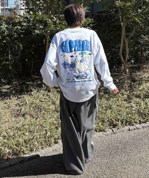 ILL'S(イルズ)の「ポップイラスト 発泡バックプリント クルーネックビッグシルエットロンT カットソー メンズ レディース(Tシャツ/カットソー・メンズ・ホワイト系その他3/ブラック系その他4/ブラック系その他2/ホワイト系その他2/ホワイト系その他4/ブラック系その他3・M/L)」の20枚目の写真