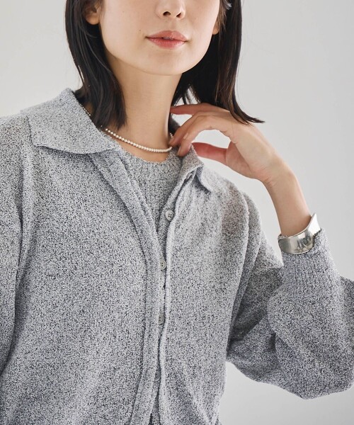 RONEL(ロネル)の「ブークレシャツカーディガン(カーディガン/ボレロ・レディース・グレー/ライトグレー/ライラック/ケリーグリーン・FREE)」の2枚目の写真