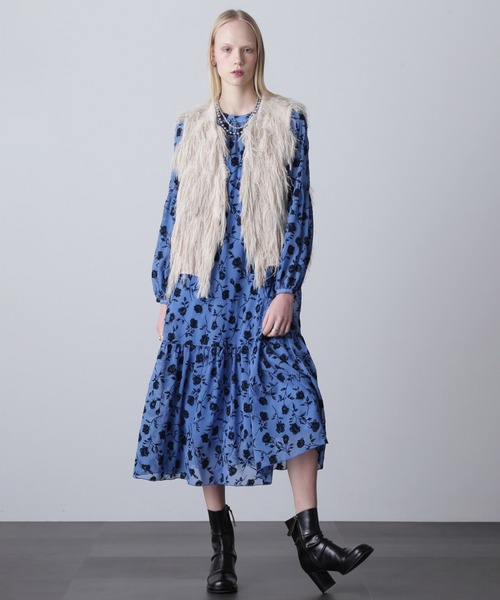 ROSE BUD（ローズバッド）の「ジャカードフリンジベスト（ベスト・レディース・ベージュ/イエロー・ONE SIZE）」の3枚目の写真