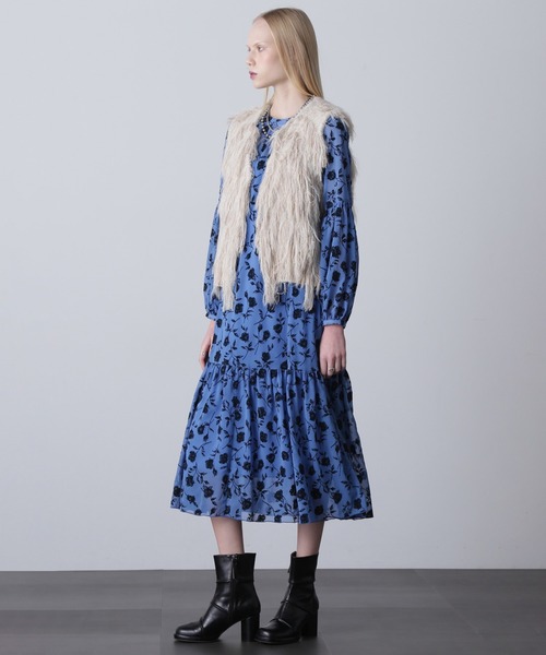 ROSE BUD（ローズバッド）の「ジャカードフリンジベスト（ベスト・レディース・ベージュ/イエロー・ONE SIZE）」の4枚目の写真