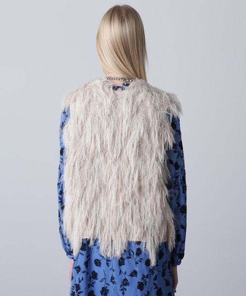 ROSE BUD（ローズバッド）の「ジャカードフリンジベスト（ベスト・レディース・ベージュ/イエロー・ONE SIZE）」の7枚目の写真