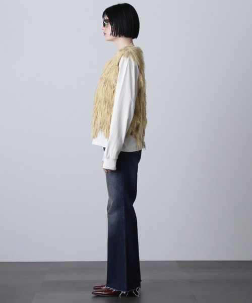 ROSE BUD（ローズバッド）の「ジャカードフリンジベスト（ベスト・レディース・ベージュ/イエロー・ONE SIZE）」の9枚目の写真