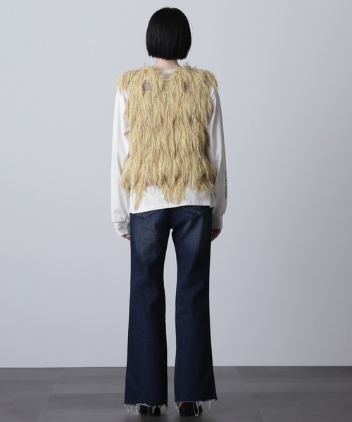 ROSE BUD（ローズバッド）の「ジャカードフリンジベスト（ベスト・レディース・ベージュ/イエロー・ONE SIZE）」の10枚目の写真