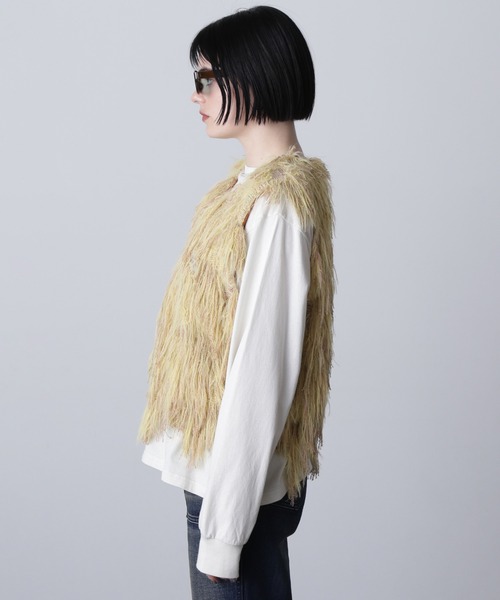 ROSE BUD（ローズバッド）の「ジャカードフリンジベスト（ベスト・レディース・ベージュ/イエロー・ONE SIZE）」の12枚目の写真