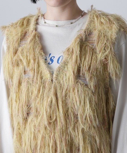 ROSE BUD（ローズバッド）の「ジャカードフリンジベスト（ベスト・レディース・ベージュ/イエロー・ONE SIZE）」の14枚目の写真