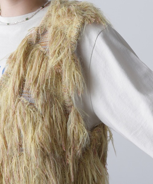 ROSE BUD（ローズバッド）の「ジャカードフリンジベスト（ベスト・レディース・ベージュ/イエロー・ONE SIZE）」の15枚目の写真